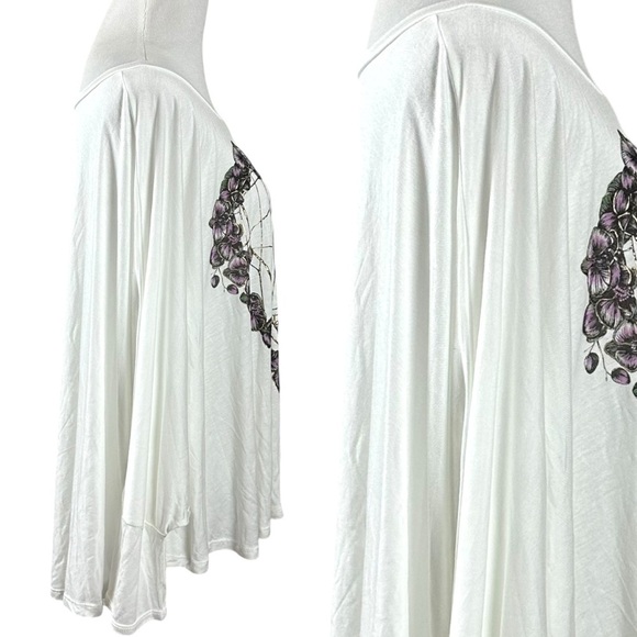 Lauren Moshi Orchid Heart Dolman Sleeve Tee in White Size XS / Small NEW NWT - Picture 4 of 13